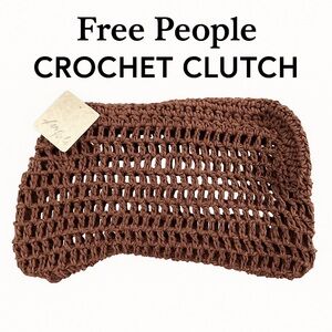 Free People Handwoven Crochet Clutch – Chocolate Brown